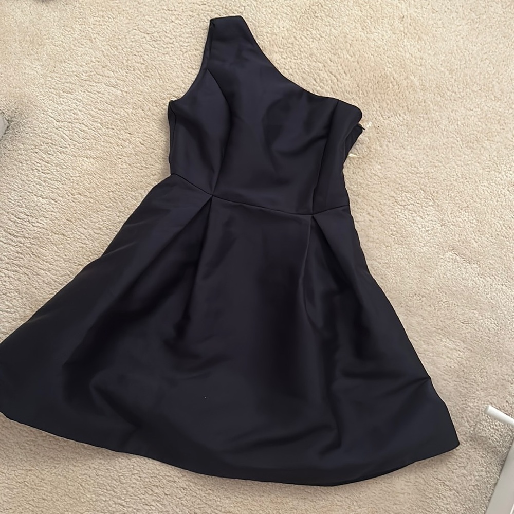 Black One Shoulder Mini Dress - Never worn, tags still on. Thick Satin material